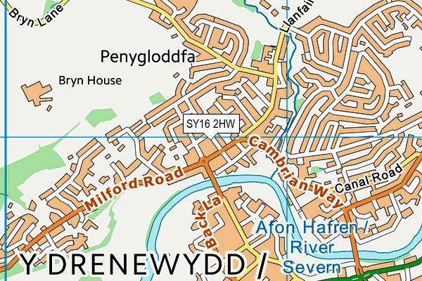 SY16 2HW map - OS VectorMap District (Ordnance Survey) SY16 2HW map - OS VectorMap District (Ordnance Survey)