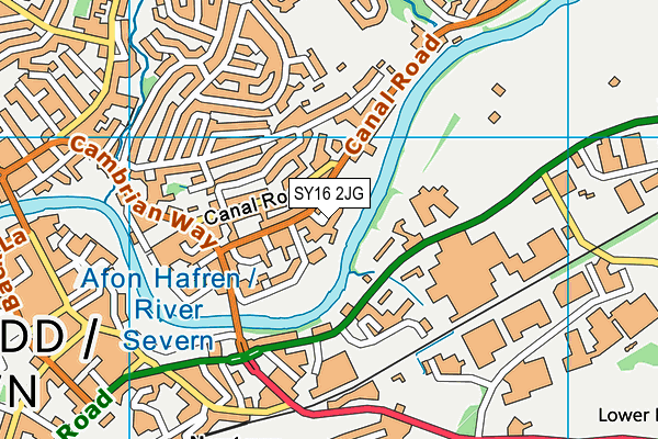 SY16 2JG map - OS VectorMap District (Ordnance Survey) SY16 2JG map - OS VectorMap District (Ordnance Survey)