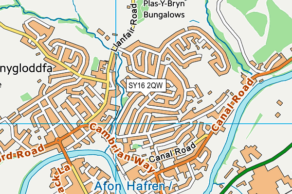 SY16 2QW map - OS VectorMap District (Ordnance Survey) SY16 2QW map - OS VectorMap District (Ordnance Survey)