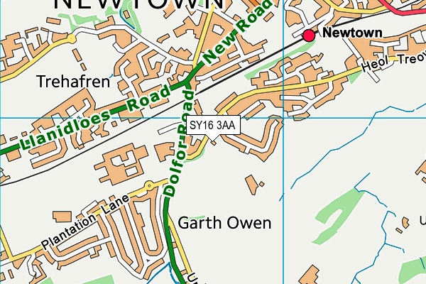 SY16 3AA map - OS VectorMap District (Ordnance Survey) SY16 3AA map - OS VectorMap District (Ordnance Survey)