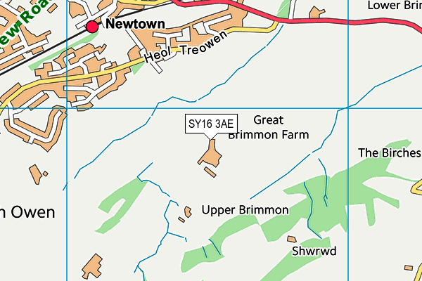 SY16 3AE map - OS VectorMap District (Ordnance Survey) SY16 3AE map - OS VectorMap District (Ordnance Survey)