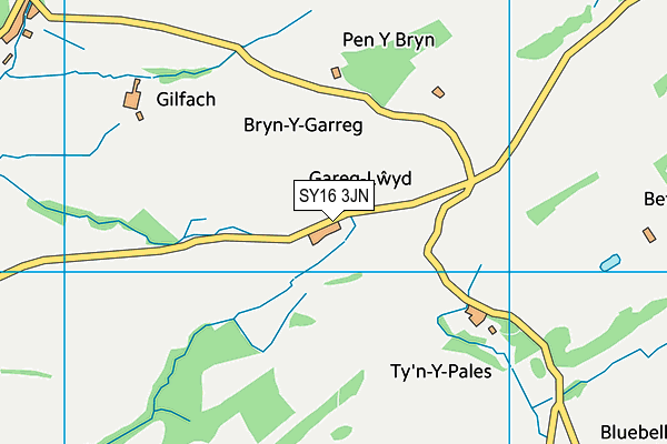 SY16 3JN map - OS VectorMap District (Ordnance Survey) SY16 3JN map - OS VectorMap District (Ordnance Survey)
