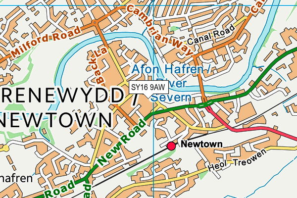 SY16 9AW map - OS VectorMap District (Ordnance Survey) SY16 9AW map - OS VectorMap District (Ordnance Survey)