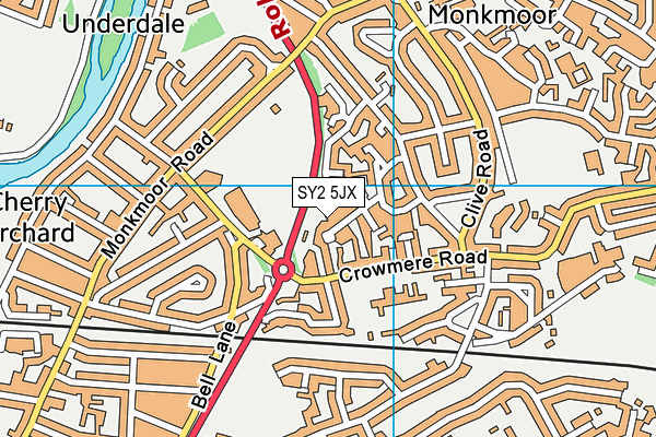 SY2 5JX map - OS VectorMap District (Ordnance Survey) SY2 5JX map - OS VectorMap District (Ordnance Survey)
