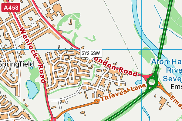 SY2 6SW map - OS VectorMap District (Ordnance Survey) SY2 6SW map - OS VectorMap District (Ordnance Survey)