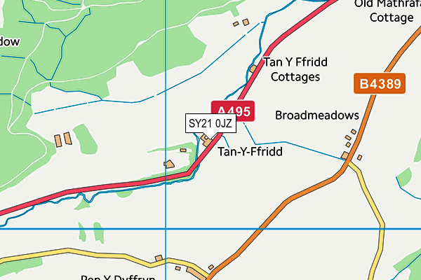 SY21 0JZ map - OS VectorMap District (Ordnance Survey)