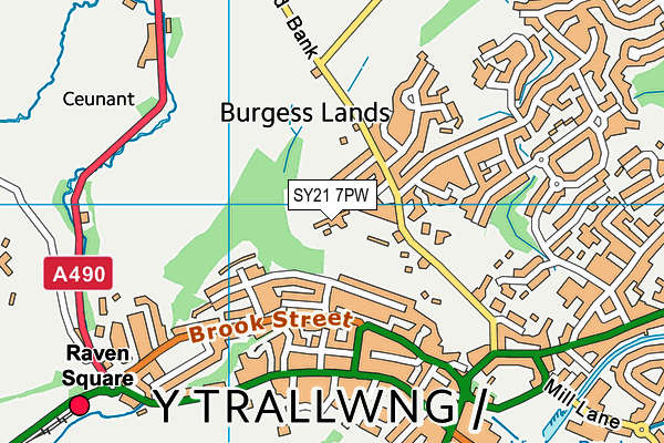 SY21 7PW map - OS VectorMap District (Ordnance Survey)
