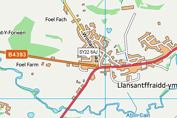 SY22 6AJ map - OS VectorMap District (Ordnance Survey) SY22 6AJ map - OS VectorMap District (Ordnance Survey)