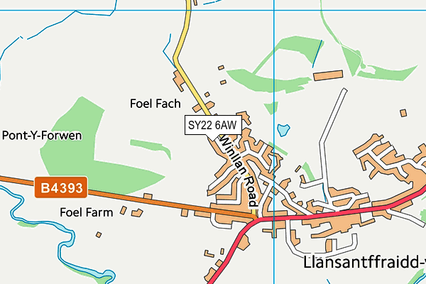 SY22 6AW map - OS VectorMap District (Ordnance Survey)