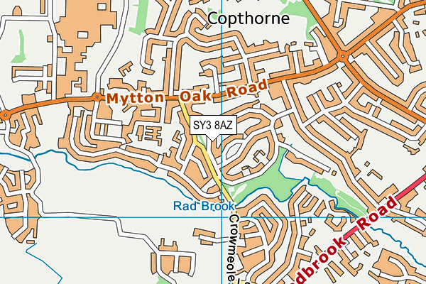 SY3 8AZ map - OS VectorMap District (Ordnance Survey)