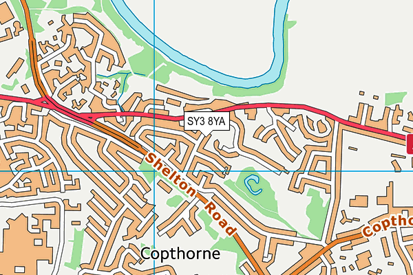 SY3 8YA map - OS VectorMap District (Ordnance Survey) SY3 8YA map - OS VectorMap District (Ordnance Survey)