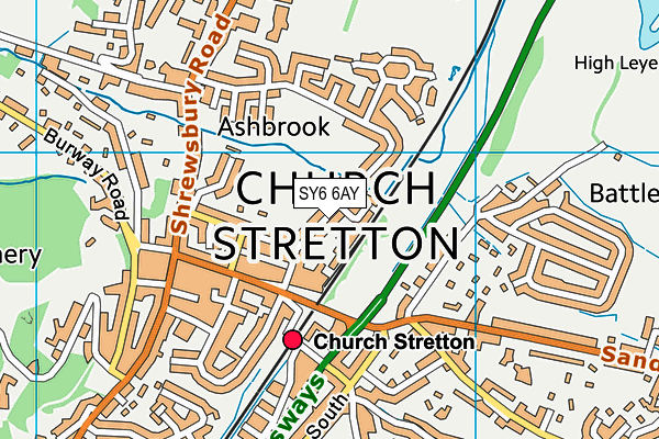 SY6 6AY map - OS VectorMap District (Ordnance Survey) SY6 6AY map - OS VectorMap District (Ordnance Survey)
