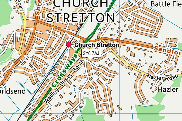 SY6 7AJ map - OS VectorMap District (Ordnance Survey) SY6 7AJ map - OS VectorMap District (Ordnance Survey)