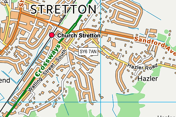SY6 7AN map - OS VectorMap District (Ordnance Survey) SY6 7AN map - OS VectorMap District (Ordnance Survey)