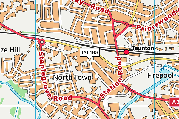 TA1 1BG map - OS VectorMap District (Ordnance Survey)