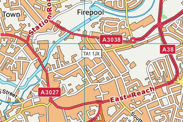 TA1 1JX map - OS VectorMap District (Ordnance Survey) TA1 1JX map - OS VectorMap District (Ordnance Survey)