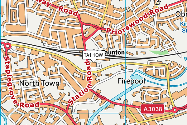 TA1 1QW map - OS VectorMap District (Ordnance Survey) TA1 1QW map - OS VectorMap District (Ordnance Survey)