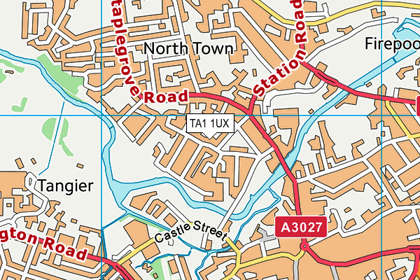 TA1 1UX map - OS VectorMap District (Ordnance Survey) TA1 1UX map - OS VectorMap District (Ordnance Survey)