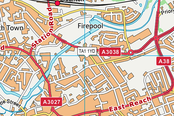 TA1 1YD map - OS VectorMap District (Ordnance Survey) TA1 1YD map - OS VectorMap District (Ordnance Survey)