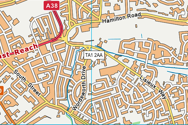TA1 2AA map - OS VectorMap District (Ordnance Survey) TA1 2AA map - OS VectorMap District (Ordnance Survey)