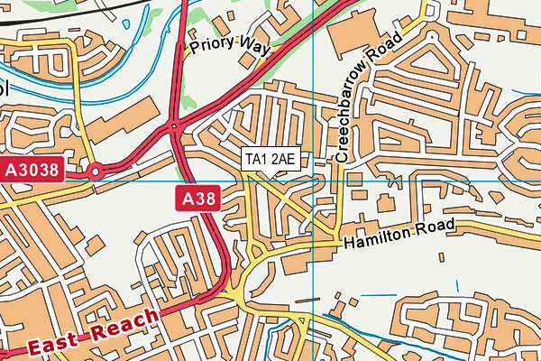 TA1 2AE map - OS VectorMap District (Ordnance Survey) TA1 2AE map - OS VectorMap District (Ordnance Survey)