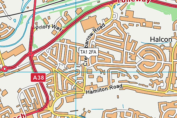TA1 2FA map - OS VectorMap District (Ordnance Survey) TA1 2FA map - OS VectorMap District (Ordnance Survey)