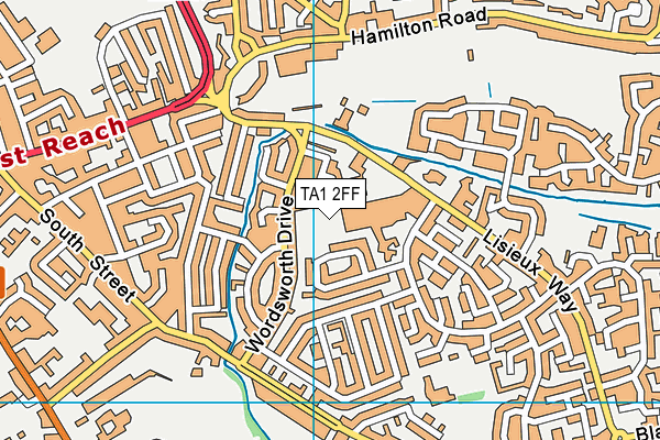 TA1 2FF map - OS VectorMap District (Ordnance Survey) TA1 2FF map - OS VectorMap District (Ordnance Survey)