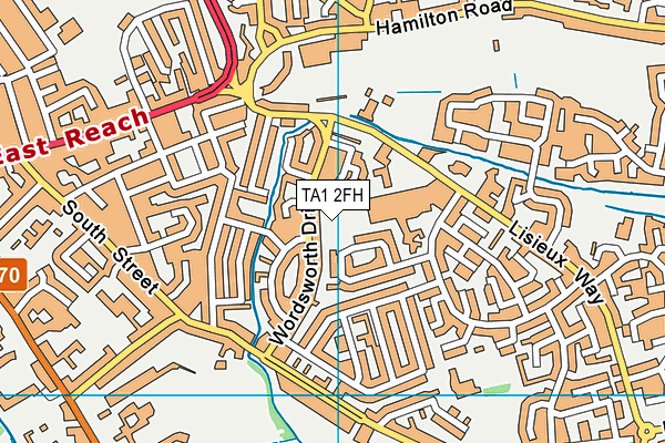 TA1 2FH map - OS VectorMap District (Ordnance Survey) TA1 2FH map - OS VectorMap District (Ordnance Survey)