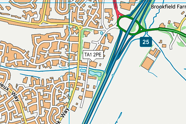 TA1 2PE map - OS VectorMap District (Ordnance Survey) TA1 2PE map - OS VectorMap District (Ordnance Survey)