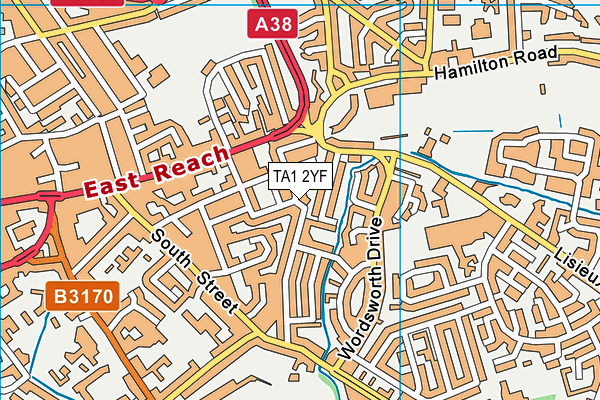 TA1 2YF map - OS VectorMap District (Ordnance Survey) TA1 2YF map - OS VectorMap District (Ordnance Survey)