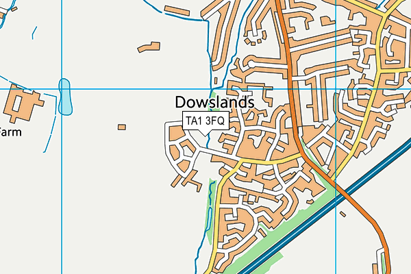TA1 3FQ map - OS VectorMap District (Ordnance Survey) TA1 3FQ map - OS VectorMap District (Ordnance Survey)