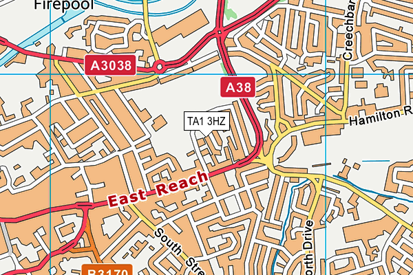 TA1 3HZ map - OS VectorMap District (Ordnance Survey) TA1 3HZ map - OS VectorMap District (Ordnance Survey)