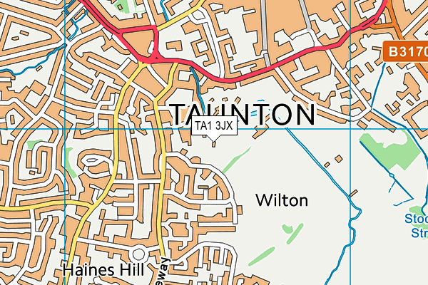 TA1 3JX map - OS VectorMap District (Ordnance Survey)