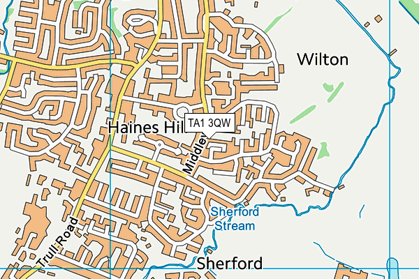 TA1 3QW map - OS VectorMap District (Ordnance Survey) TA1 3QW map - OS VectorMap District (Ordnance Survey)