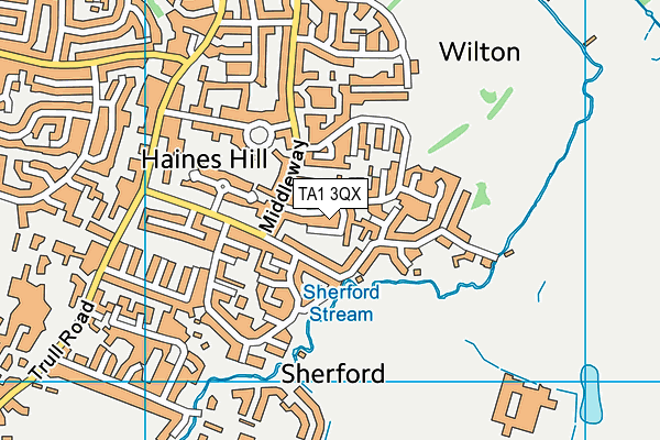 TA1 3QX map - OS VectorMap District (Ordnance Survey) TA1 3QX map - OS VectorMap District (Ordnance Survey)