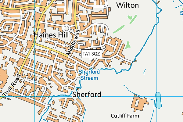 TA1 3QZ map - OS VectorMap District (Ordnance Survey) TA1 3QZ map - OS VectorMap District (Ordnance Survey)