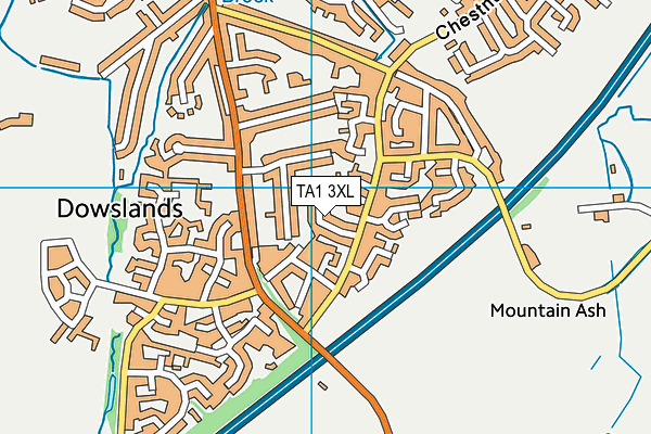 TA1 3XL map - OS VectorMap District (Ordnance Survey) TA1 3XL map - OS VectorMap District (Ordnance Survey)