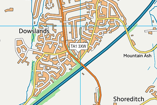 TA1 3XW map - OS VectorMap District (Ordnance Survey) TA1 3XW map - OS VectorMap District (Ordnance Survey)