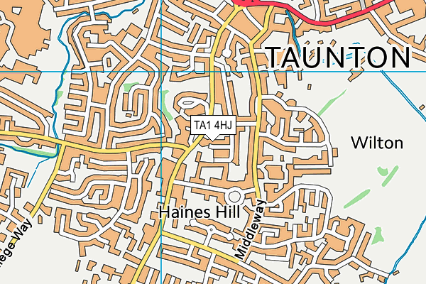 TA1 4HJ map - OS VectorMap District (Ordnance Survey) TA1 4HJ map - OS VectorMap District (Ordnance Survey)