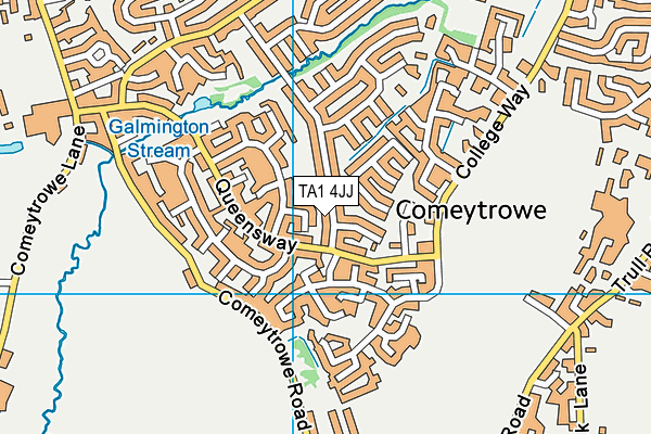 TA1 4JJ map - OS VectorMap District (Ordnance Survey) TA1 4JJ map - OS VectorMap District (Ordnance Survey)