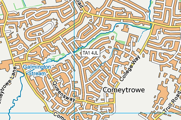 TA1 4JL map - OS VectorMap District (Ordnance Survey) TA1 4JL map - OS VectorMap District (Ordnance Survey)