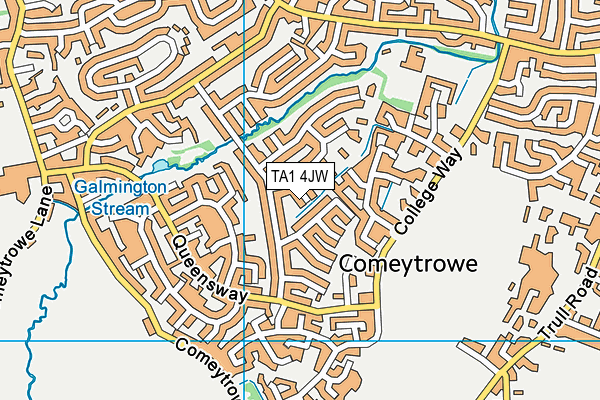 TA1 4JW map - OS VectorMap District (Ordnance Survey) TA1 4JW map - OS VectorMap District (Ordnance Survey)