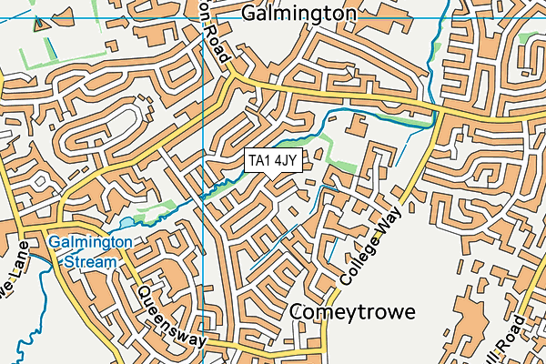 TA1 4JY map - OS VectorMap District (Ordnance Survey) TA1 4JY map - OS VectorMap District (Ordnance Survey)