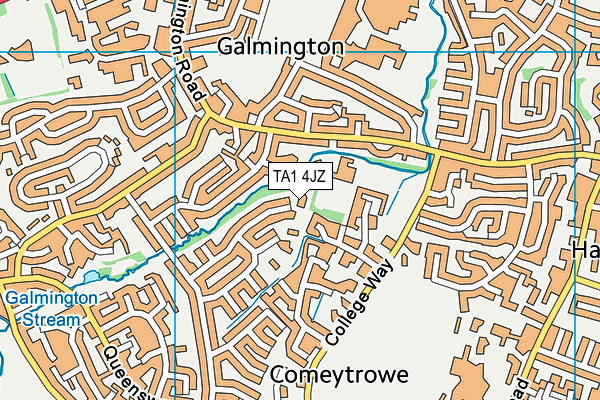 TA1 4JZ map - OS VectorMap District (Ordnance Survey) TA1 4JZ map - OS VectorMap District (Ordnance Survey)
