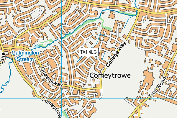 TA1 4LG map - OS VectorMap District (Ordnance Survey) TA1 4LG map - OS VectorMap District (Ordnance Survey)