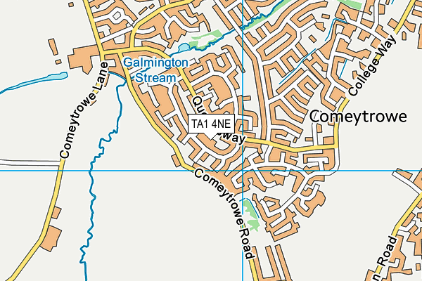 TA1 4NE map - OS VectorMap District (Ordnance Survey) TA1 4NE map - OS VectorMap District (Ordnance Survey)
