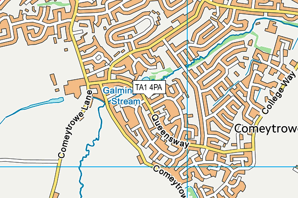TA1 4PA map - OS VectorMap District (Ordnance Survey) TA1 4PA map - OS VectorMap District (Ordnance Survey)