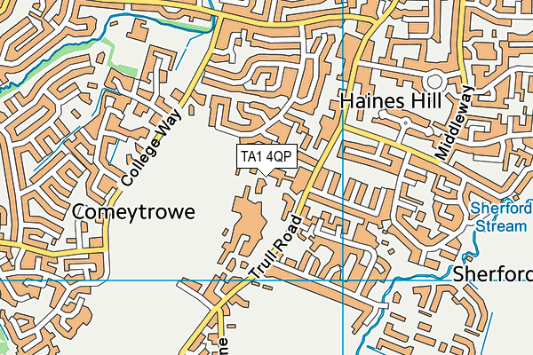 TA1 4QP map - OS VectorMap District (Ordnance Survey) TA1 4QP map - OS VectorMap District (Ordnance Survey)