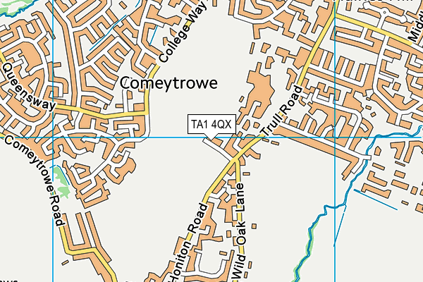 TA1 4QX map - OS VectorMap District (Ordnance Survey) TA1 4QX map - OS VectorMap District (Ordnance Survey)