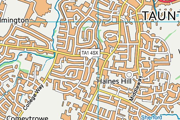 TA1 4SX map - OS VectorMap District (Ordnance Survey)